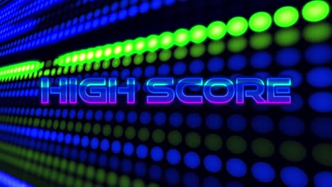 Animation-of-high-score-text-over-colourful-spots-on-black-background