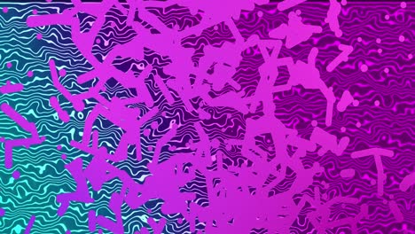 Animation-Von-Formen-über-Einem-Sich-Bewegenden-Blauen-Und-Rosa-Hintergrund