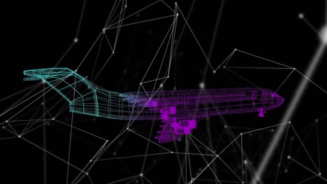 Animation-Des-Netzwerks-Von-Verbindungen-über-Dem-Flugzeug