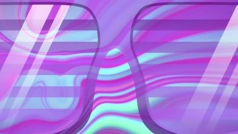 Animation-of-glasses-over-moving-colourful-background