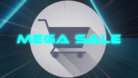 Animation-of-mega-sale-text-and-shapes-on-black-background