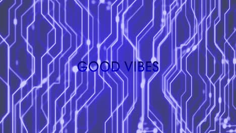 Animation-of-good-vibes-text-and-shapes-on-blue-background