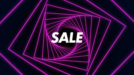 Animation-of-sale-text-and-pink-shapes-on-black-background