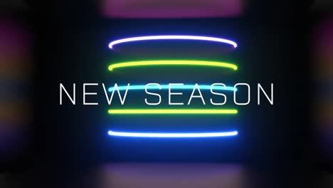 Animation-of-new-season-text-and-neon-lines-on-black-background