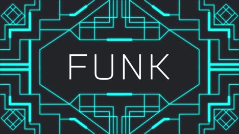 Animation-of-funk-text-and-shapes-on-black-background