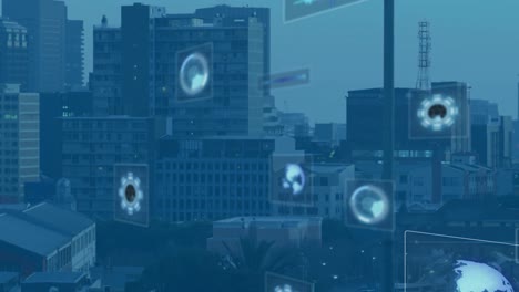 Animation-Des-Scannens-Und-Der-Datenverarbeitung-Von-Zielfernrohren-Im-Stadtbild