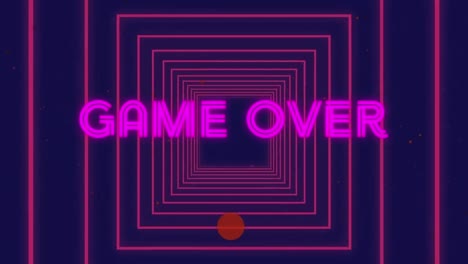 Animation-of-game-over-text-over-shapes-on-blue-background