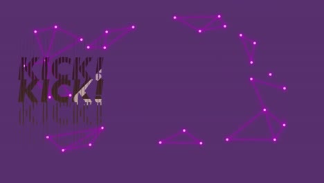 Animation-Von-Kick-Text-über-Formen-Auf-Violettem-Hintergrund