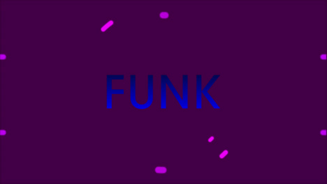 Animation-Von-Funk-Text-über-Formen-Auf-Violettem-Hintergrund