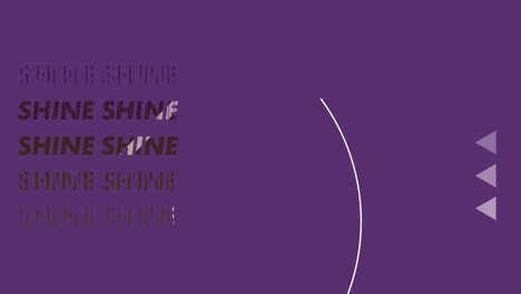 Animation-of-shine-text-over-shapes-on-purple-background
