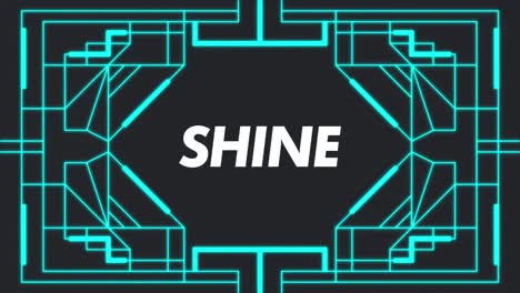 Animation-of-shine-text-over-shapes-on-black-background