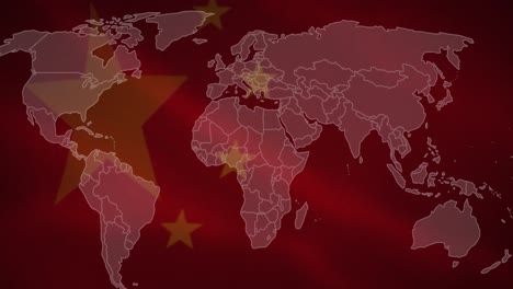Animación-Del-Mapa-Mundial-Y-La-Bandera-De-China