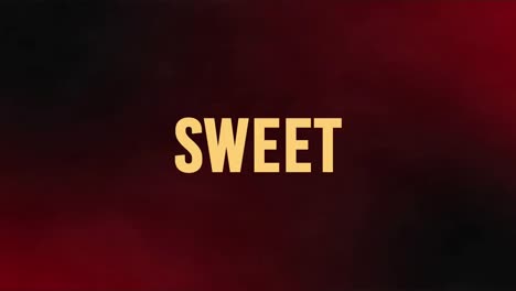 Animation-of-sweet-text-over-shapes-on-red-background