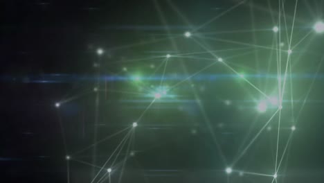 Animation-of-connected-dots-with-lines-and-lens-flares-against-abstract-background