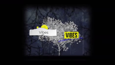 Animation-Von-Vibes-Text-über-Formen-Auf-Schwarzem-Hintergrund