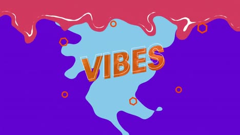 Animation-of-vibes-text-over-shapes-on-blue-background