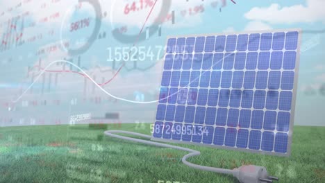 Animation-of-financial-data-processing-over-solar-panel
