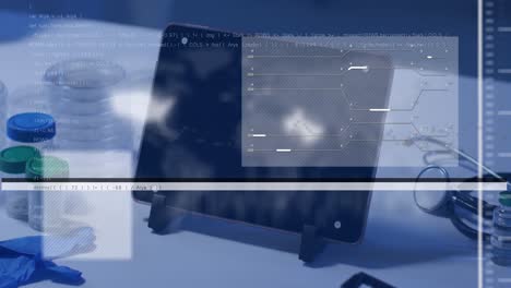 Animation-Der-Datenverarbeitung-über-Tablet-Mit-Leerem-Bildschirm