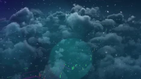 Animation-Der-Finanzdatenverarbeitung-über-Scheinwerfern-Und-Wolken