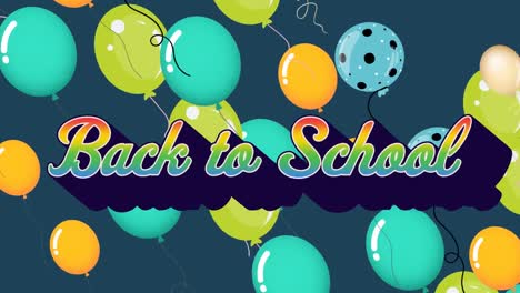 Animation-of-back-to-school-text-over-balloons-on-blue-background