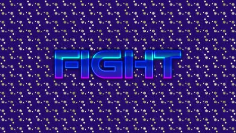 Animation-of-fight-text-banner-over-abstract-shape-pattern-design-against-blue-background