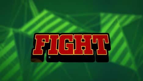 Animation-of-fight-text-over-shapes-on-green-background