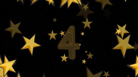 Animation-of-countdown-over-stars-on-black-background
