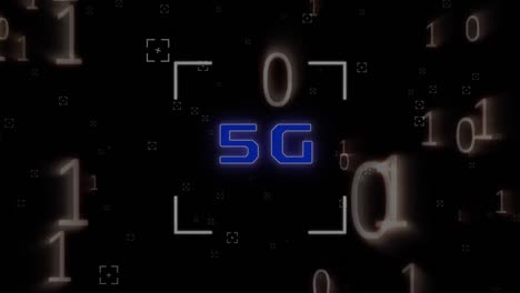 Animation-of-5g-text,-binary-coding-and-data-processing