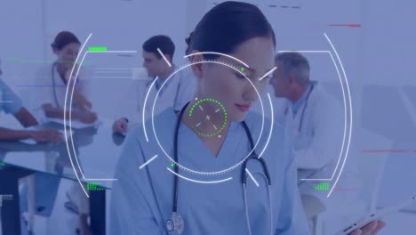 Animation-of-interference-and-scope-scanning-over-diverse-doctors-at-hospital