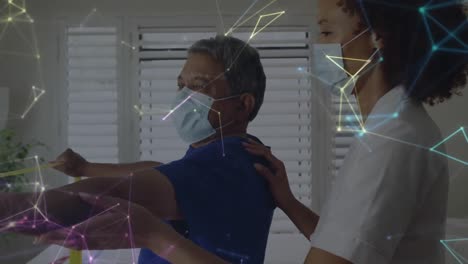 Animation-of-connections-over-diverse-doctor-and-patient-exercising