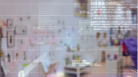 Animation-of-financial-data-processing-over-blurred-background