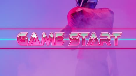 Animation-of-game-start-text-over-american-football-player-and-neon-lines