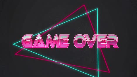 Animation-of-game-over-text-and-shapes-on-black-background