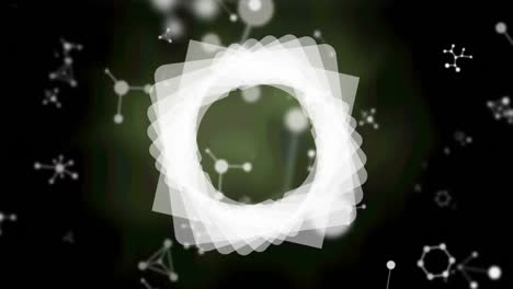 Animation-of-white-shapes-over-molecules-on-black-background