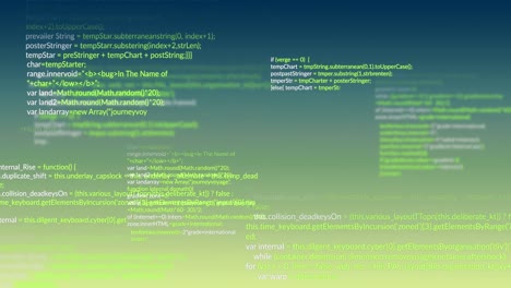 Animation-of-data-processing-over-green-background