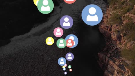 Animation-of-social-media-people-icons-over-landscape