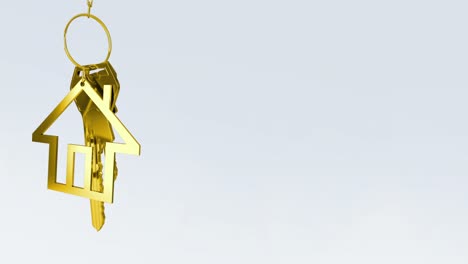 Animation-Eines-Goldenen-Schlüssels-Mit-Hausschlüsselbund-Auf-Grauem-Hintergrund