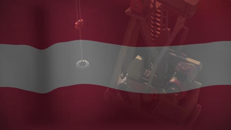 Animation-Der-Flagge-Österreichs-über-Einer-Funktionierenden-Ölpumpe