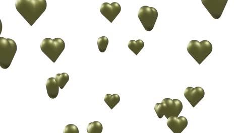Animation-Grüner-Herzen,-Die-Sich-Auf-Weißem-Hintergrund-Bewegen