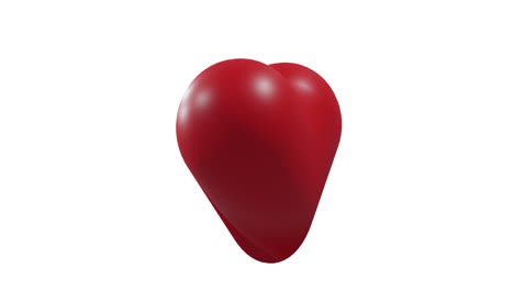 Animation-Eines-Roten-Herzens,-Das-Sich-Auf-Weißem-Hintergrund-Bewegt