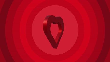 Animation-Eines-Roten-Herzens-über-Kreisen-Auf-Rotem-Hintergrund