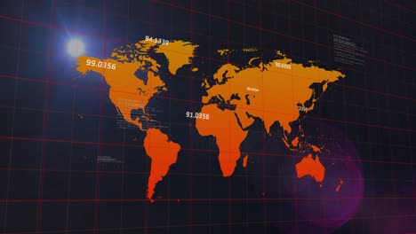 Animación-De-Números-Y-Procesamiento-De-Datos-Sobre-El-Mapa-Mundial