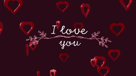 Animation-of-i-love-you-text-over-red-hearts-on-black-background