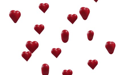 Animation-Roter-Herzen,-Die-Sich-Auf-Weißem-Hintergrund-Bewegen