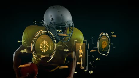 Animation-of-data-processing-over-african-american-male-american-football-player