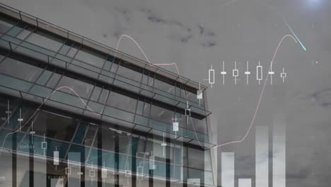 Animation-of-statistical-data-processing-against-aerial-view-of-tall-building