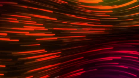Animation-of-red-and-orange-neon-light-trails-on-black-background