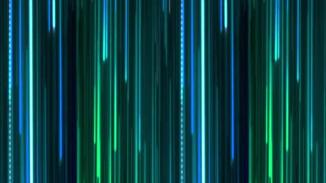 Animation-of-green-and-blue-neon-light-trails-on-black-background