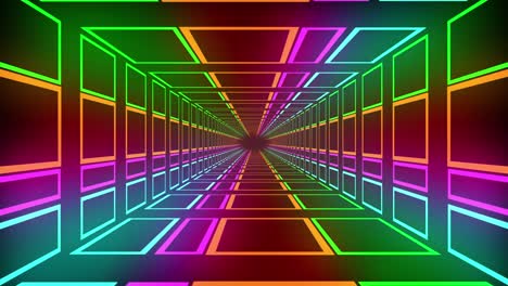 Animation-of-tunnel-of-green-spots-moving-over-multicoloured-background