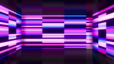 Animation-of-purple-and-blue-neon-light-trails-on-black-background